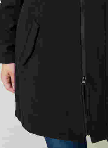 Softshell jakke med hætte, Black solid, Model image number 3
