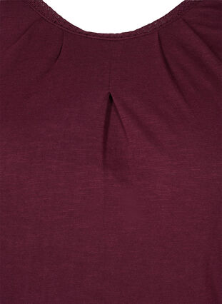 Ensfarvet bluse med 3/4 ærmer i bomuld, Port Royal, Packshot image number 2