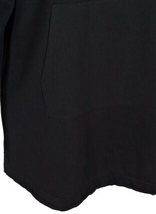 Lang sweatshirt med hætte og lomme, Black, Packshot image number 3