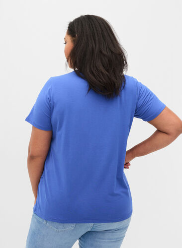Kortærmet t-shirt med v-udskæring, Dazzling Blue, Model image number 1