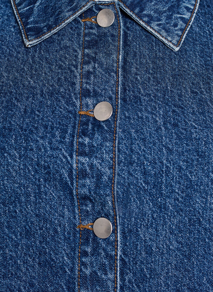 Kort denimjakke med knaplukning og korte &aelig;rmer, Bl&aring;, Packshot image number 2
