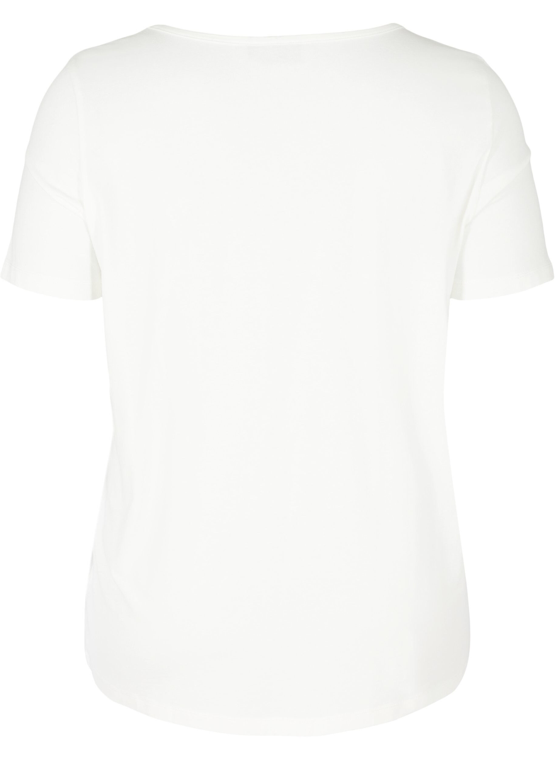 Zizzi Kort&aelig;rmet t-shirt med v-udsk&aelig;ring, Warm Off-white, Packshot image number 1