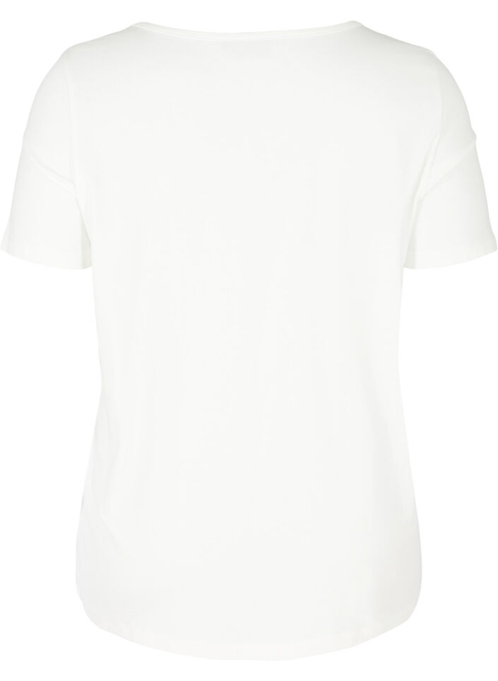 Kortærmet t-shirt med v-udskæring, Warm Off-white, Packshot image number 1