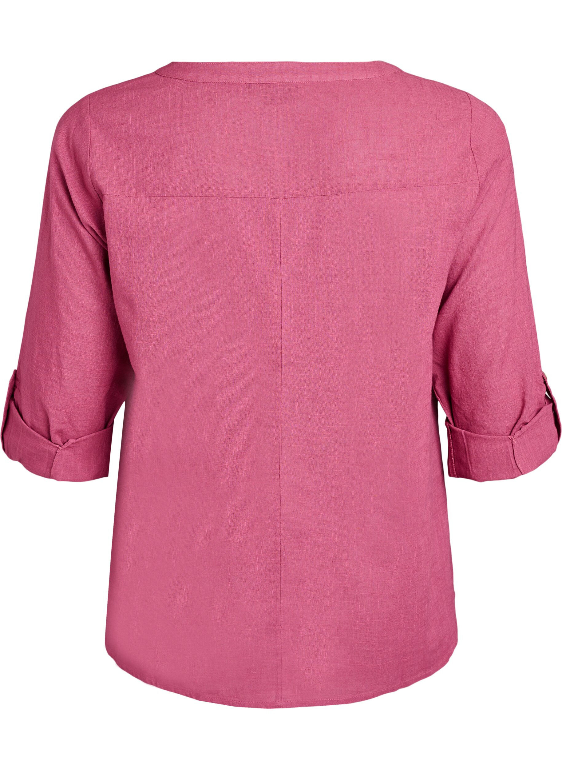 ZizziSkjortebluse i bomuld med v-udsk&aelig;ring, R&oslash;d, Packshot image number 1