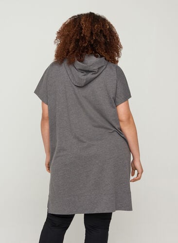 Lang sweatshirt med korte ærmer, Dark Grey Melange, Model image number 1
