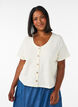 Bluse i bomuld med struktur og knaplukning, Vanilla, Model image number 0