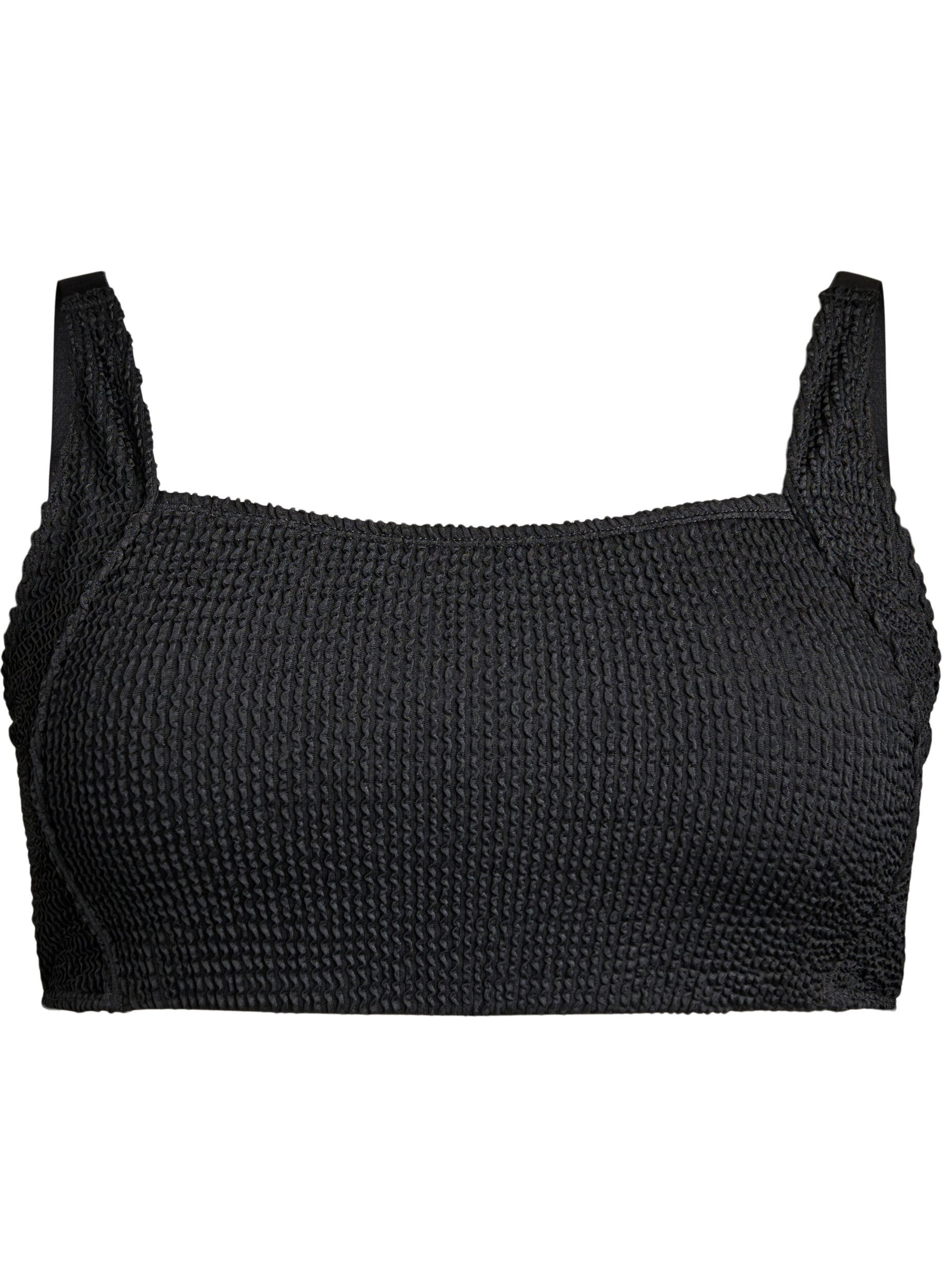 Zizzi Crepe bikini top med justerbare stropper, Sort, Packshot image number 0