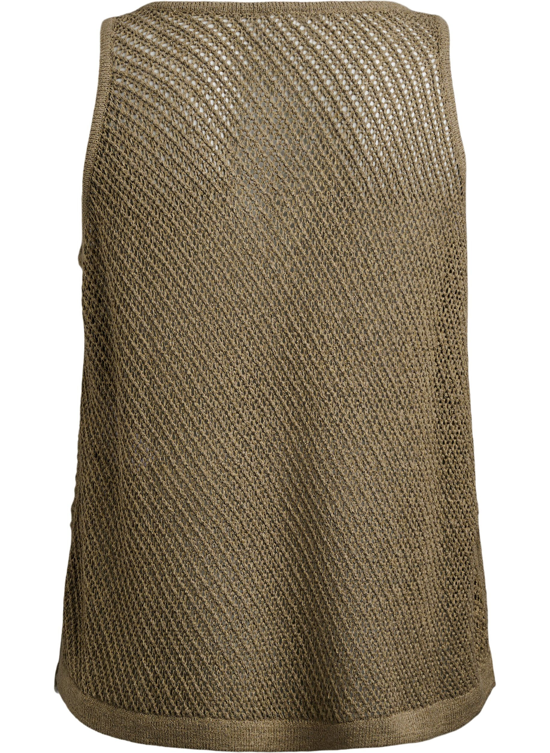 Zizzi FLASH - &AElig;rmel&oslash;s strikket top med v-hals, Gr&oslash;n, Packshot image number 1