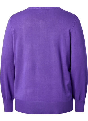 Ribbet cardigan med knaplukning, Purple Opulence, Packshot image number 1