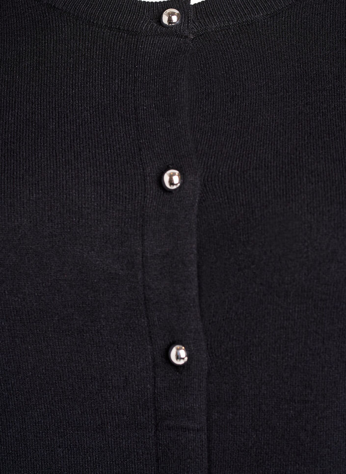 Cardigan med runde knapper, Sort, Packshot image number 2