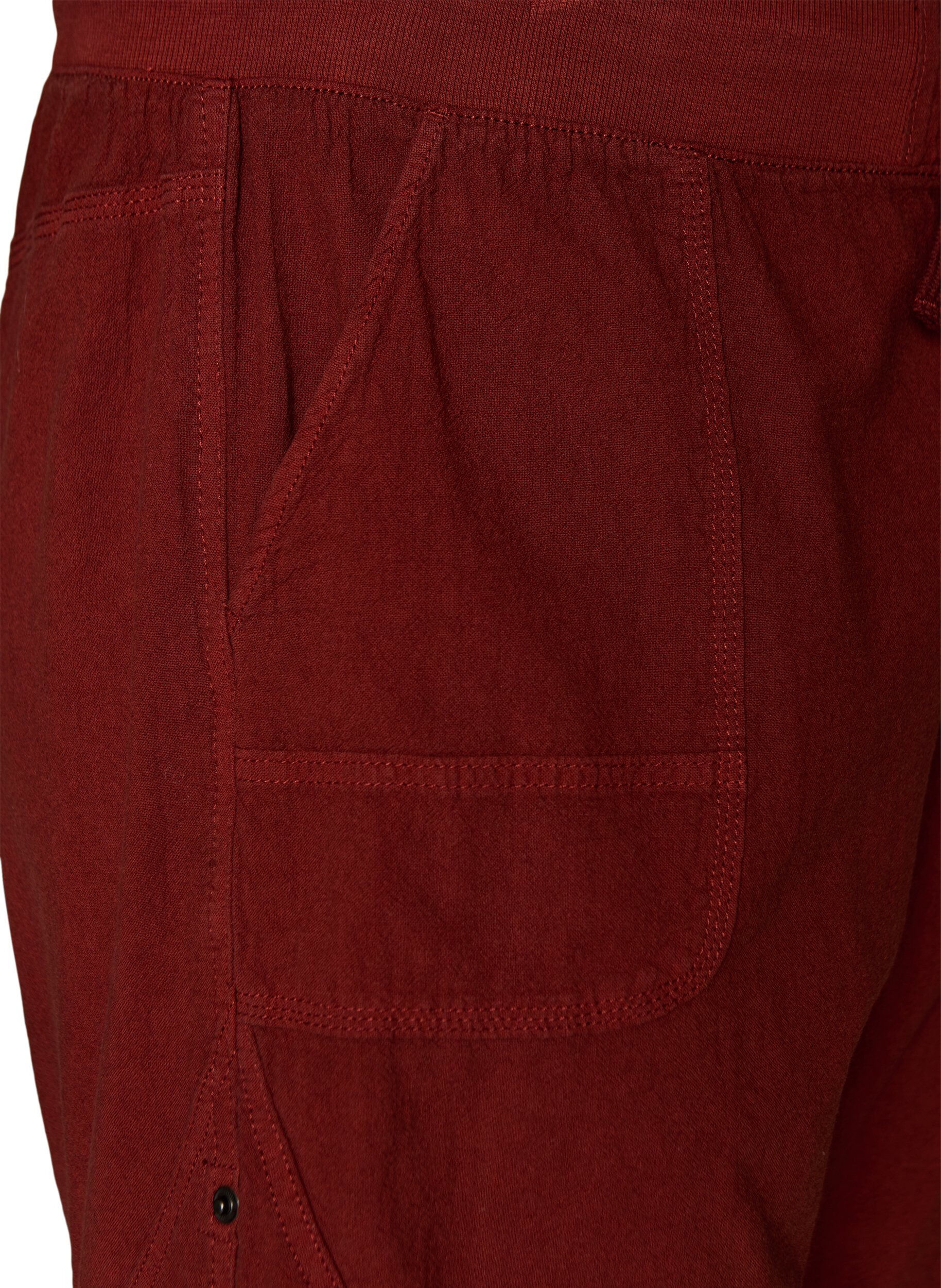 ZizziL&oslash;se shorts i bomuld med lommer, R&oslash;d, Packshot image number 2
