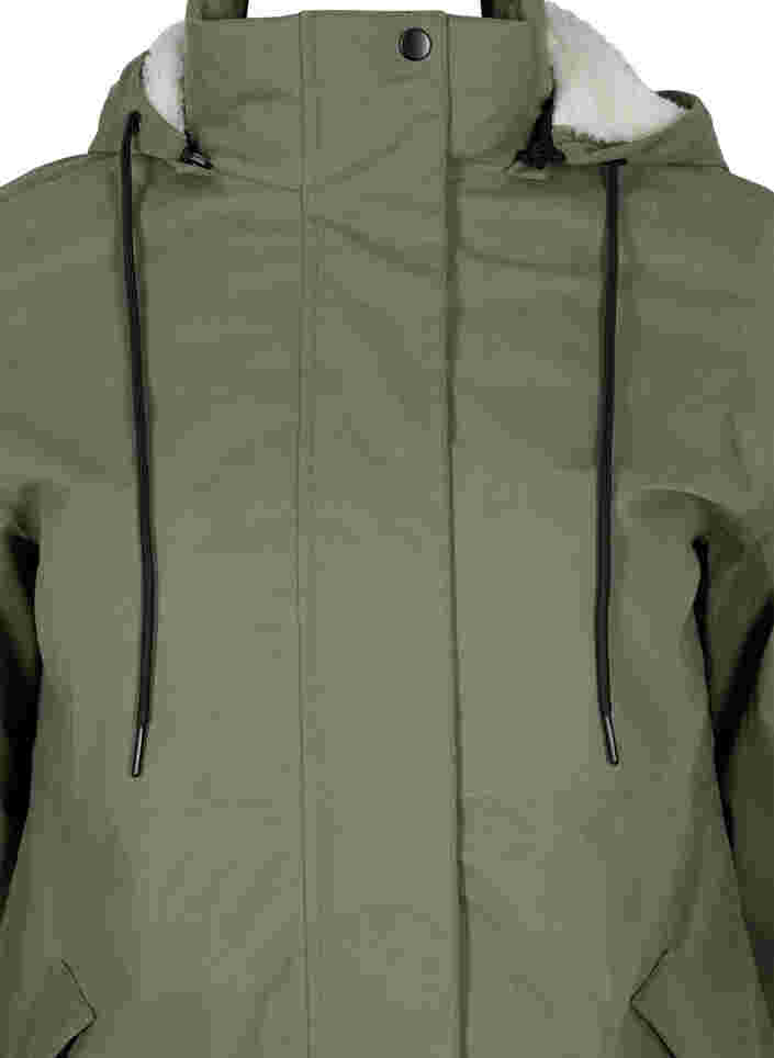 Vandtæt jakke med aftagelig hætte, Dusty Olive, Packshot image number 2