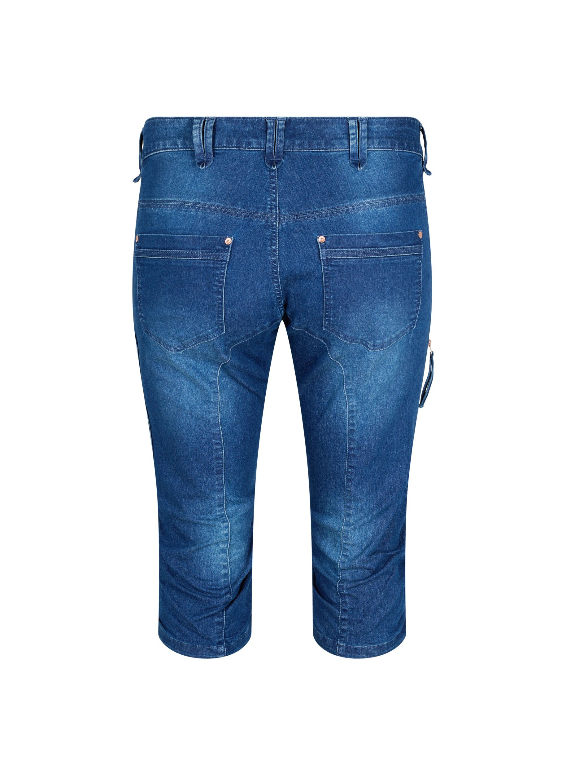 ZizziSlim fit capri jeans med lommer, Bl&aring;, Packshot image number 1