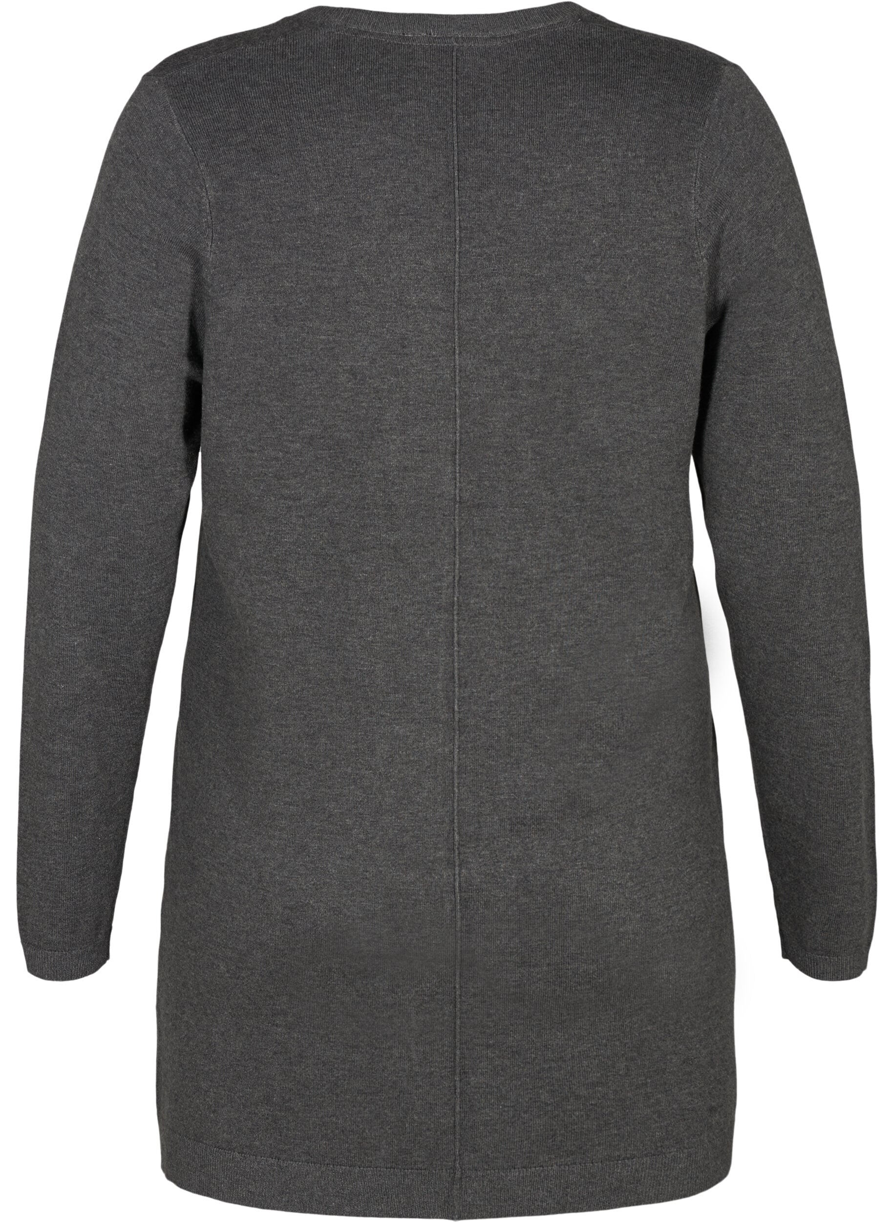 ZizziLang strikcardigan i viskosemix, Gr&aring;, Packshot image number 1