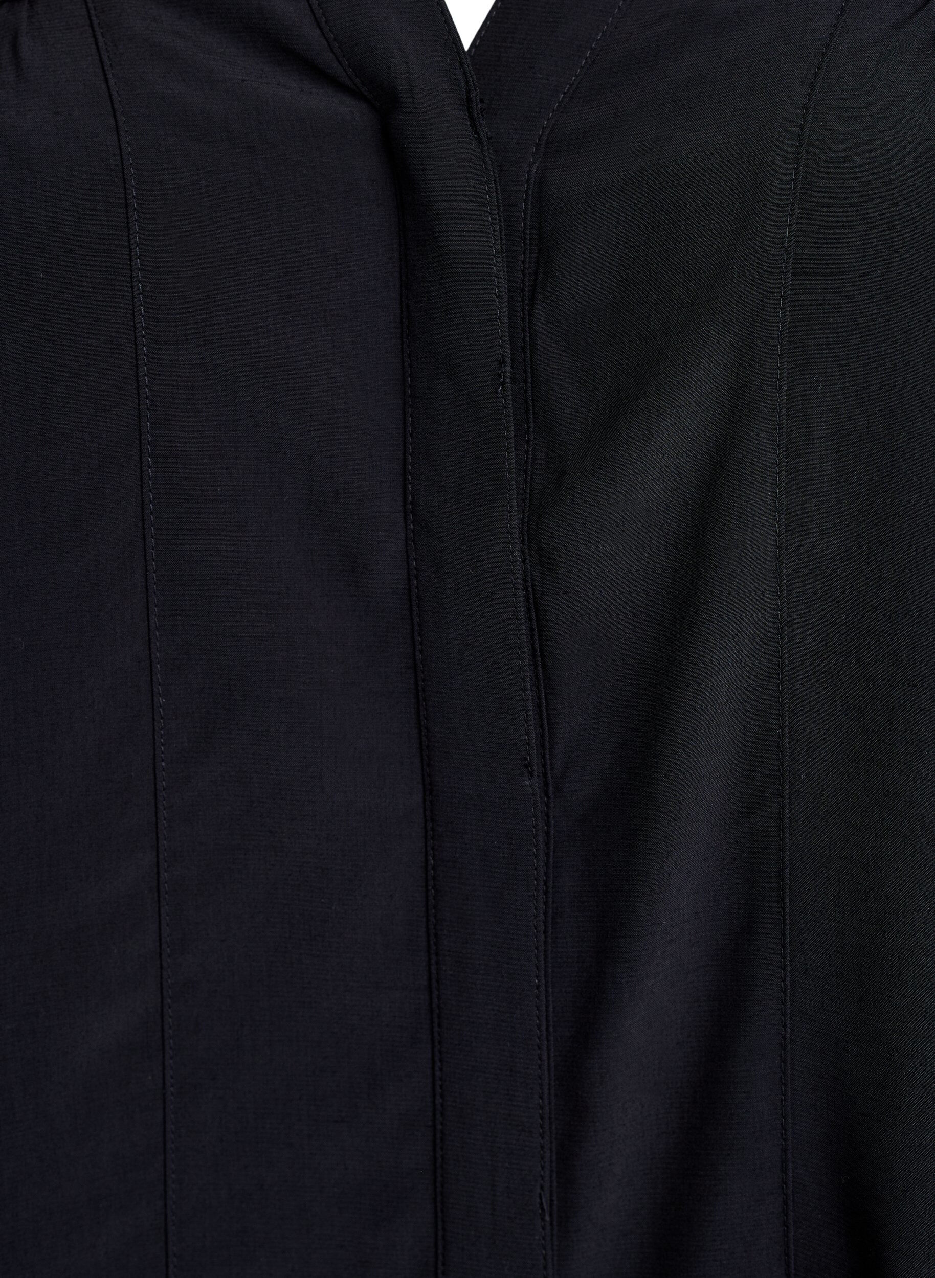 ZizziSkjortebluse med fl&aelig;sekrave og rynkedetaljer, Sort, Packshot image number 2