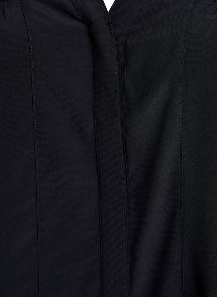 Skjortebluse med fl&aelig;sekrave og rynkedetaljer, Sort, Packshot image number 2