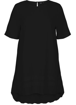 Viskose kjole med high-low effekt, Black, Packshot image number 0