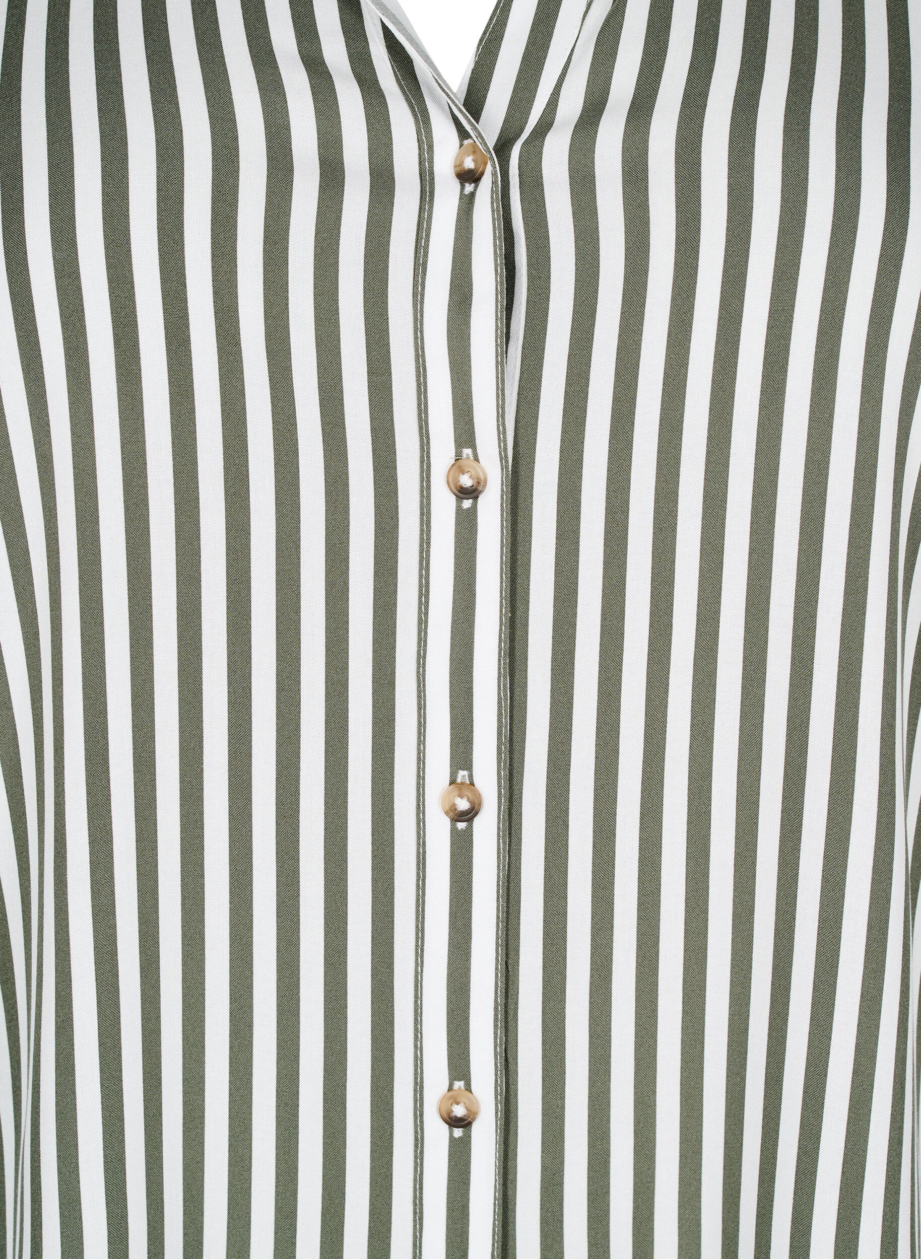 Zizzi FLASH - Stribet skjorte med opsm&oslash;g, Gr&oslash;n, Packshot image number 2