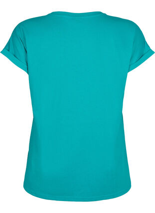 Kortærmet t-shirt i bomuldsblanding, Teal Blue, Packshot image number 1
