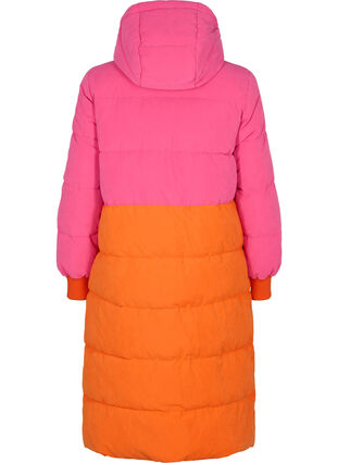 Lang vinterjakke med color-block, Pink W/Orange, Packshot image number 1