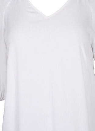 Viskose kjole med v-udskæring, Bright White, Packshot image number 2