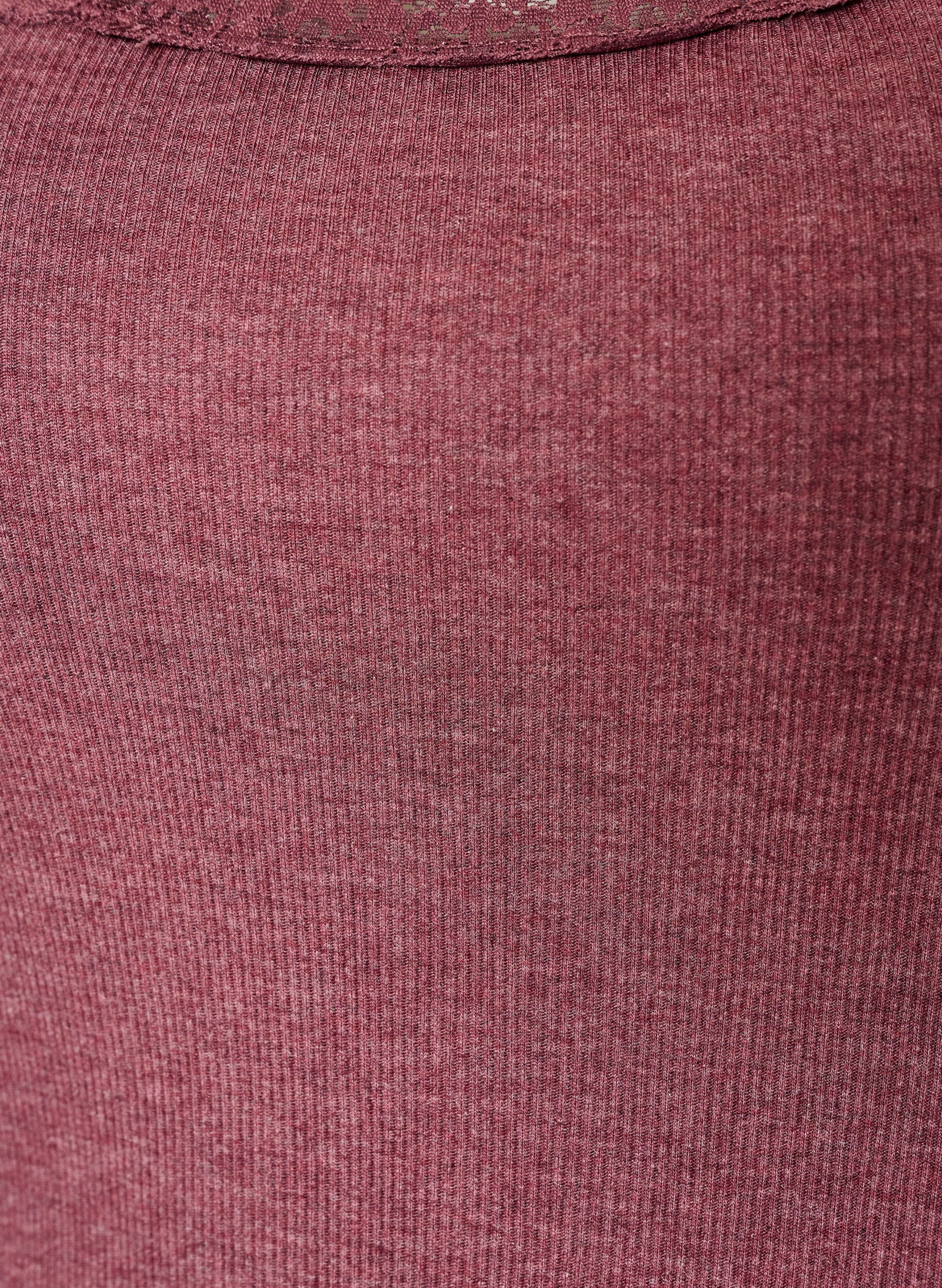 ZizziRibtop med blondekant, R&oslash;d, Packshot image number 2