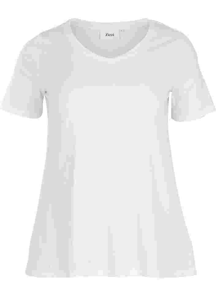 Ensfarvet basis t-shirt i bomuld, Bright White, Packshot