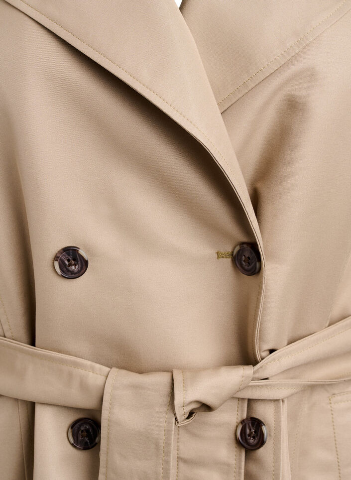 Kort trenchcoat med bælte, Beige, Packshot image number 2