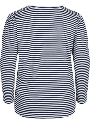 Stribet bluse med lange ærmer, N. Sky/White Stripe, Packshot image number 1
