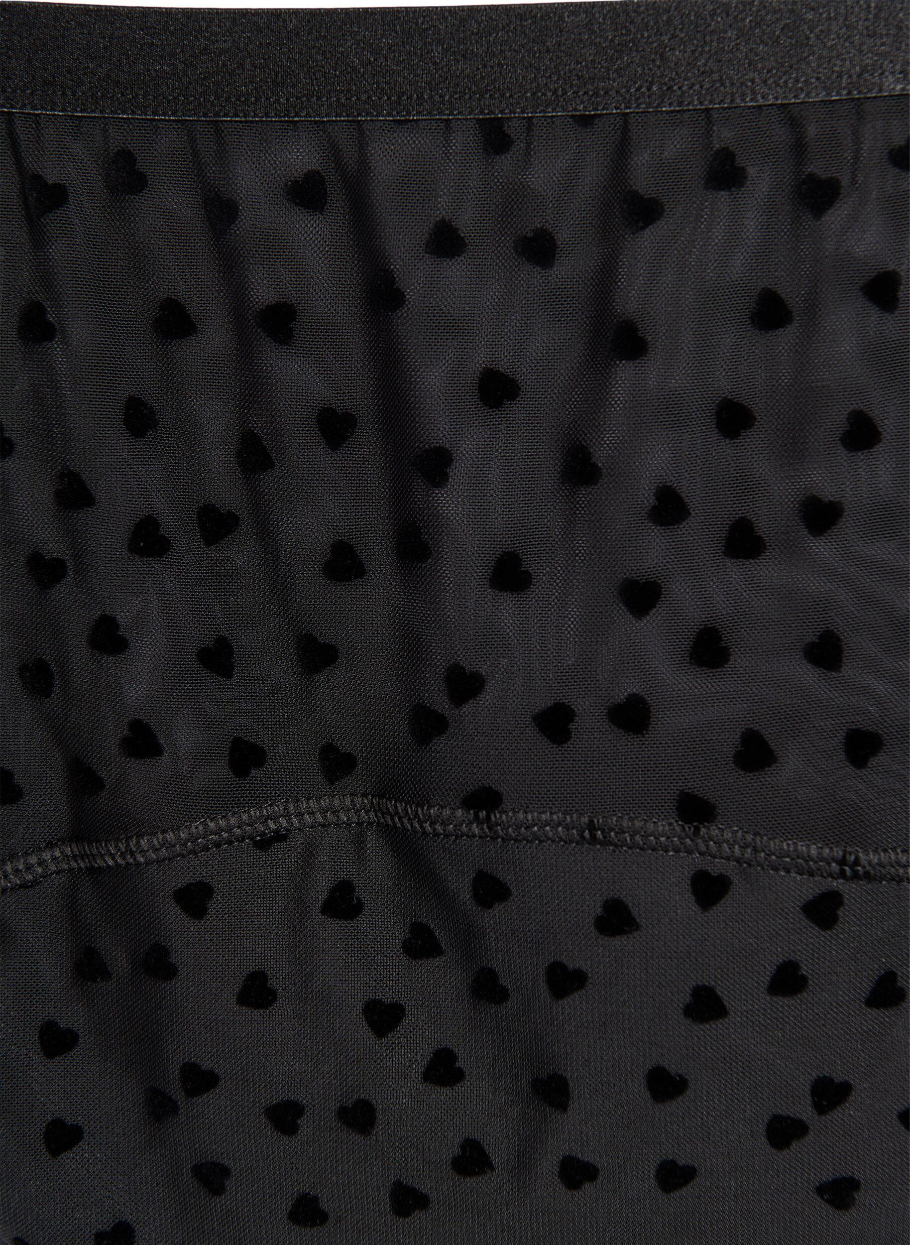 Zizzi Hipster menstruationstrusser i mesh med hjerter, Sort, Packshot image number 2