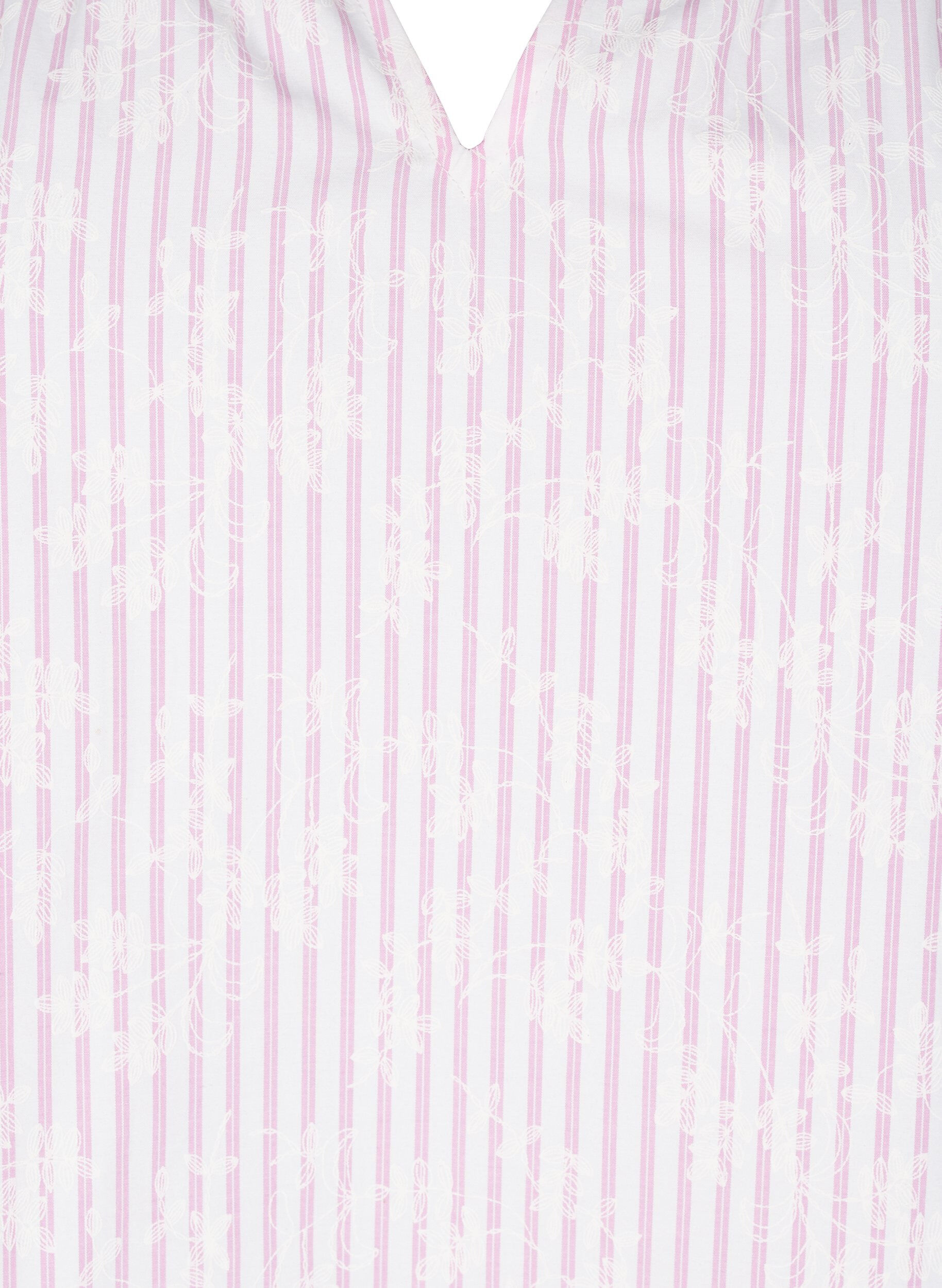 Zizzi &AElig;rmel&oslash;s bluse med striber og blomsterprint, Lyser&oslash;d, Packshot image number 2