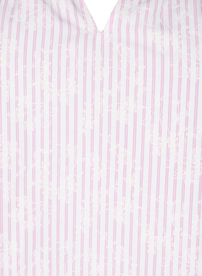 Ærmeløs bluse med striber og blomsterprint, Lyserød, Packshot image number 2