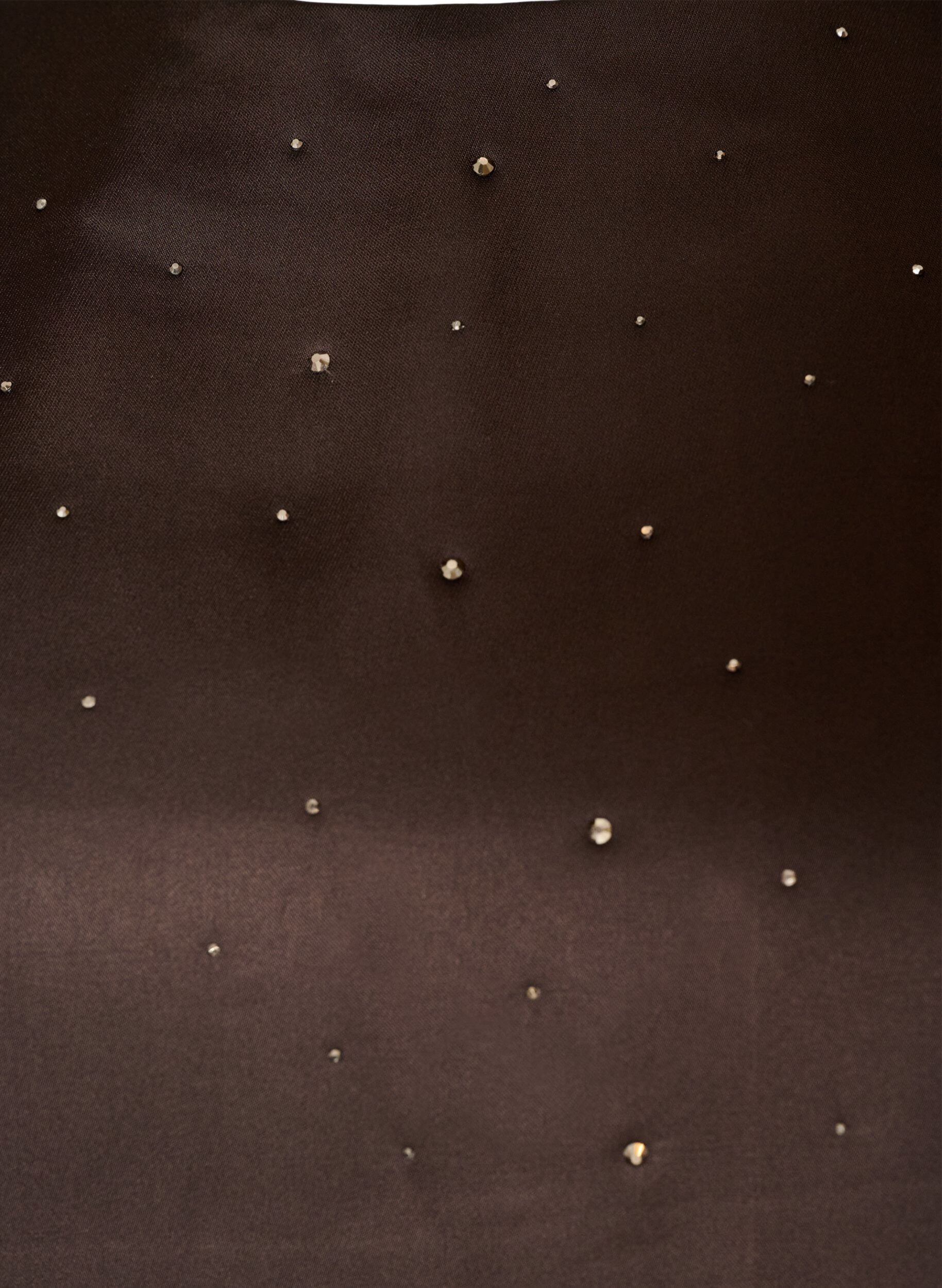 ZizziSatinbluse med rhinsten og albuelange &aelig;rmer, Brun, Packshot image number 2
