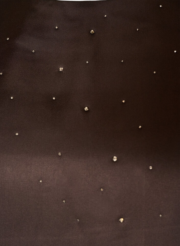 Satinbluse med rhinsten og albuelange &aelig;rmer, Brun, Packshot image number 2