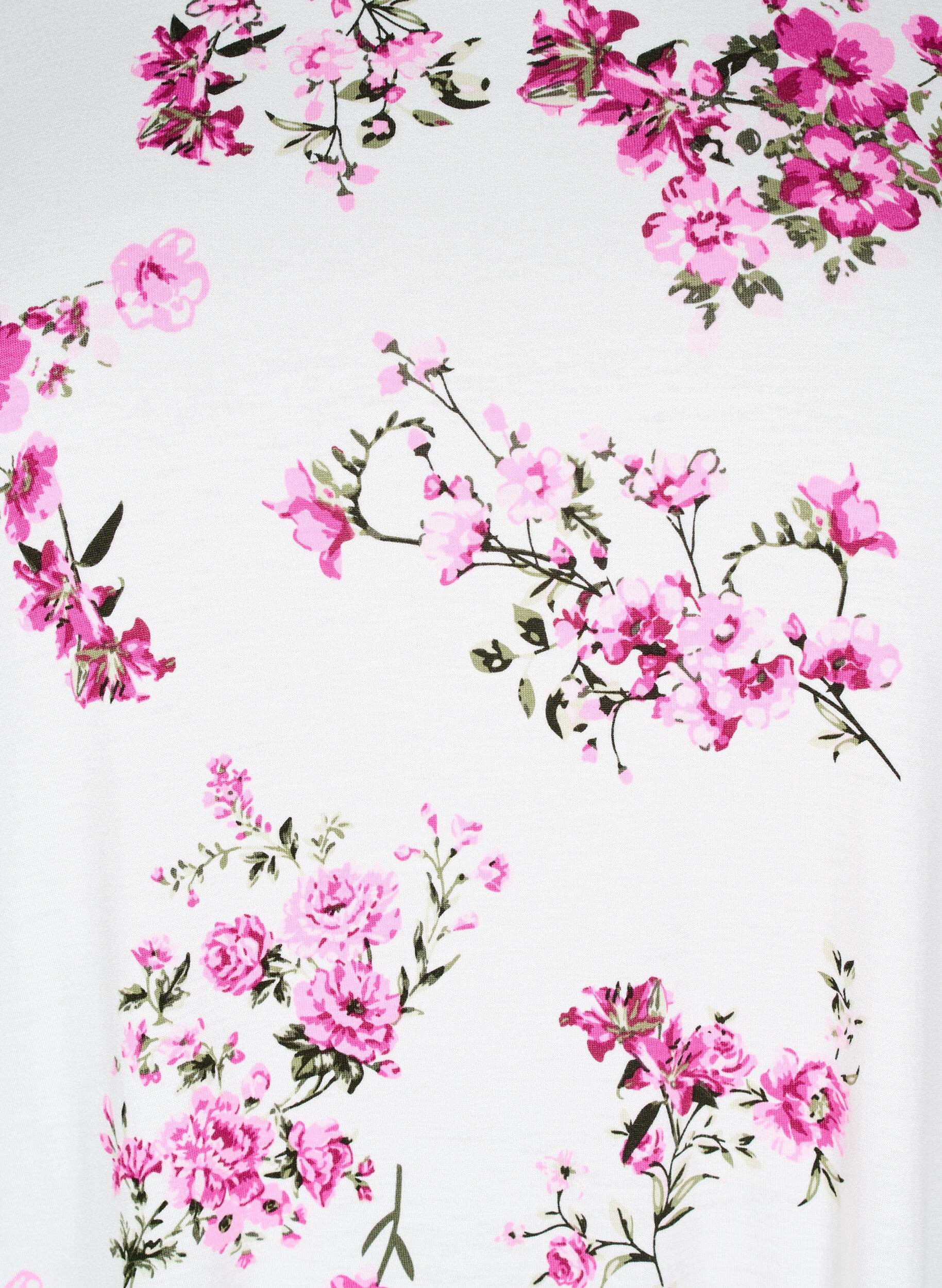 Zizzi T-shirt med blomsterprint, Lyser&oslash;d, Packshot image number 2