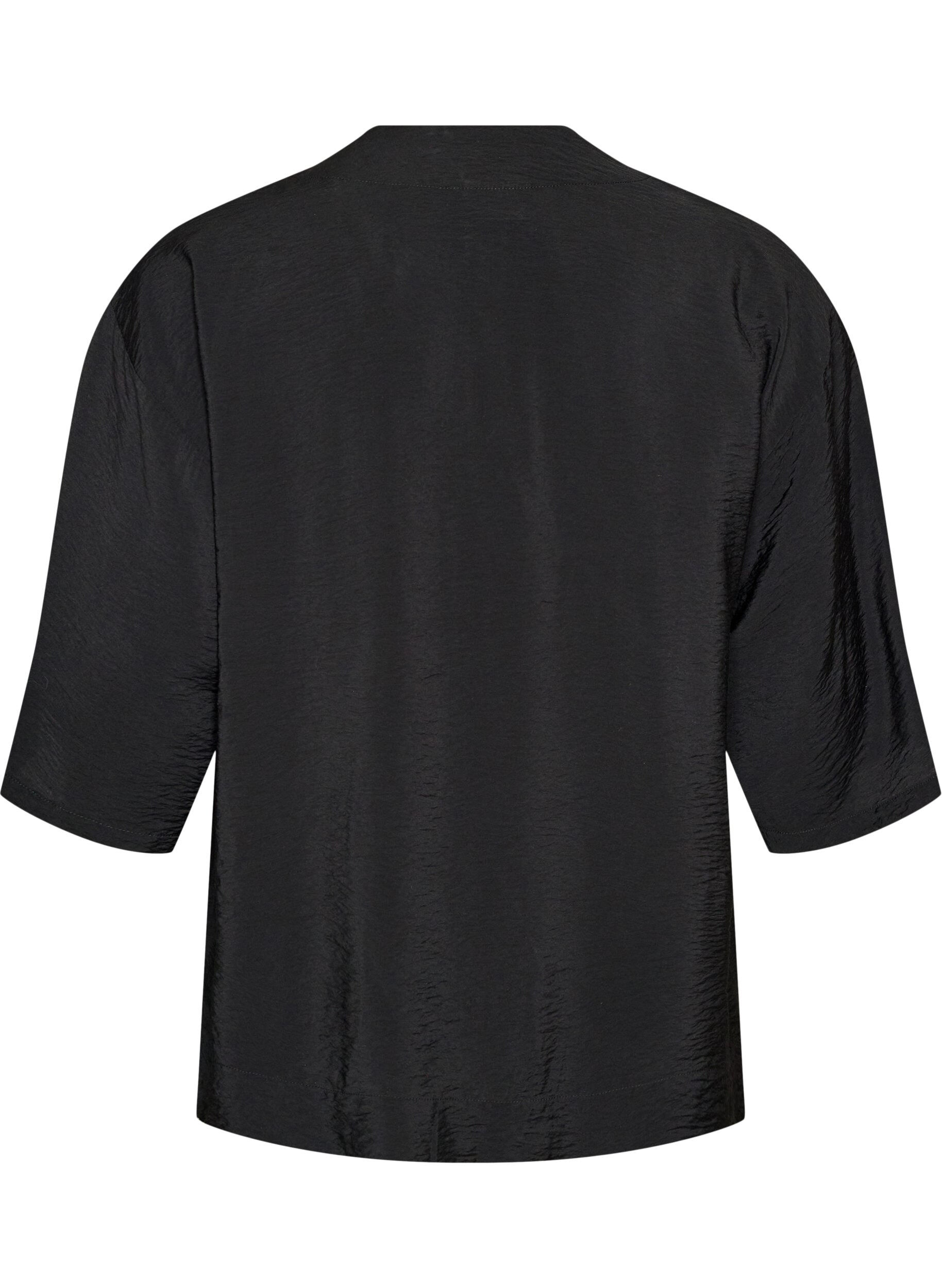 ZizziKort kimono i viskose med 3/4-&aelig;rmer, Sort, Packshot image number 1