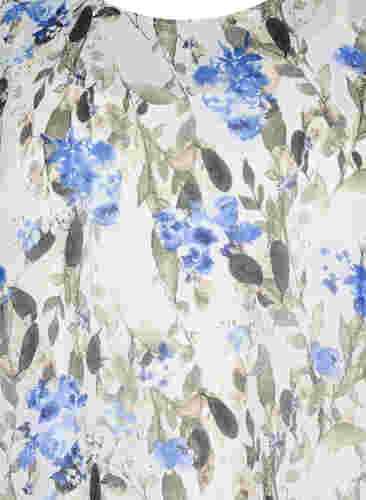 Printet bluse med lange ærmer, Blue Flower AOP, Packshot image number 2