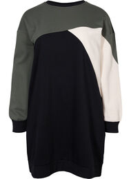 Lang sweatshirt med colorblock, Black Color Block