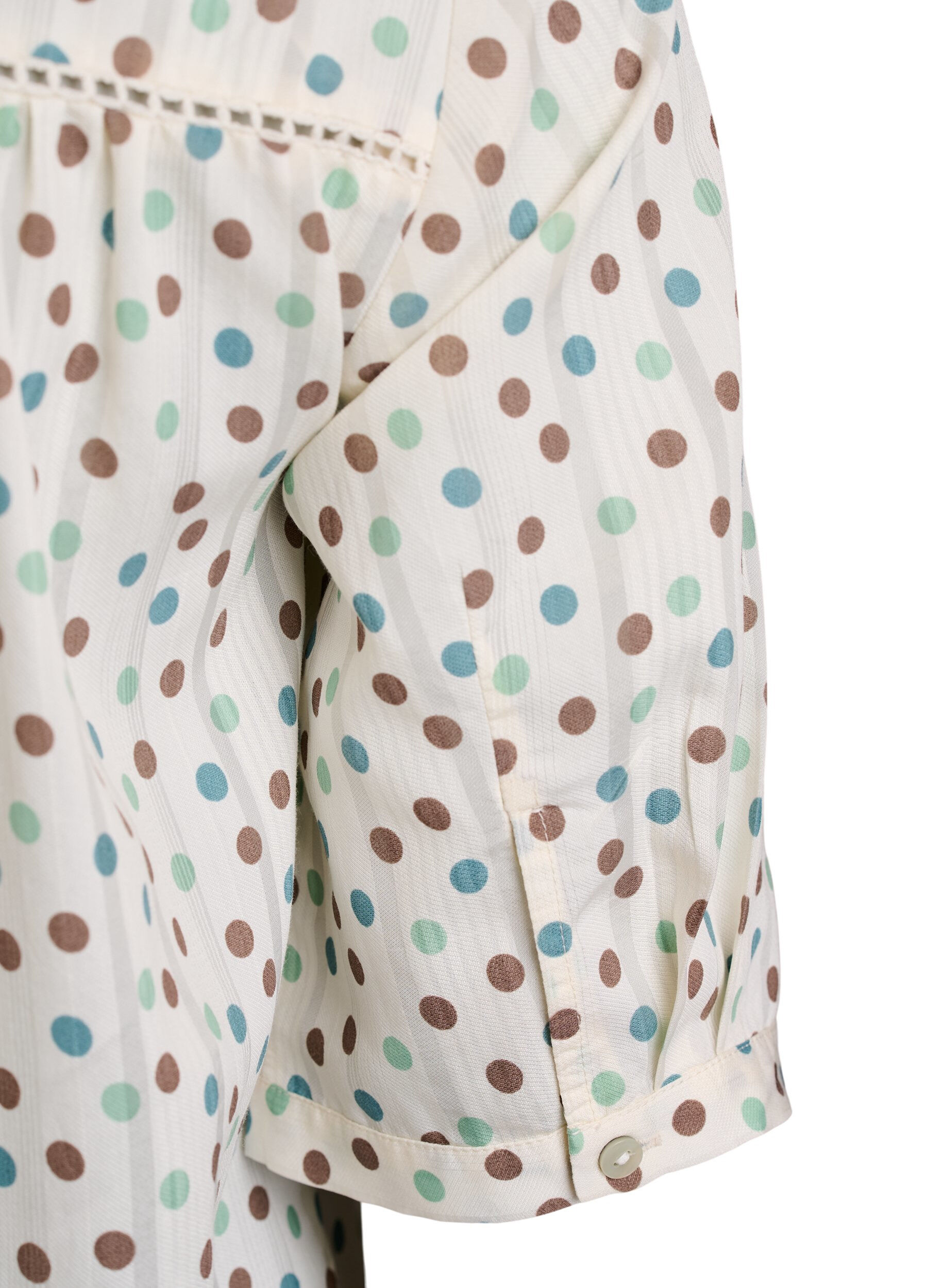 ZizziBluse med print og 1/2 &aelig;rmer, Hvid, Packshot image number 3