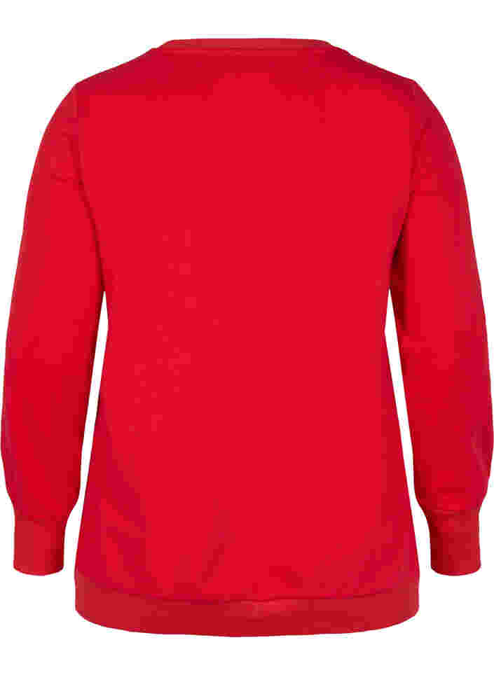 Bomulds sweatshirt med tekst tryk , Chinese Red, Packshot image number 1
