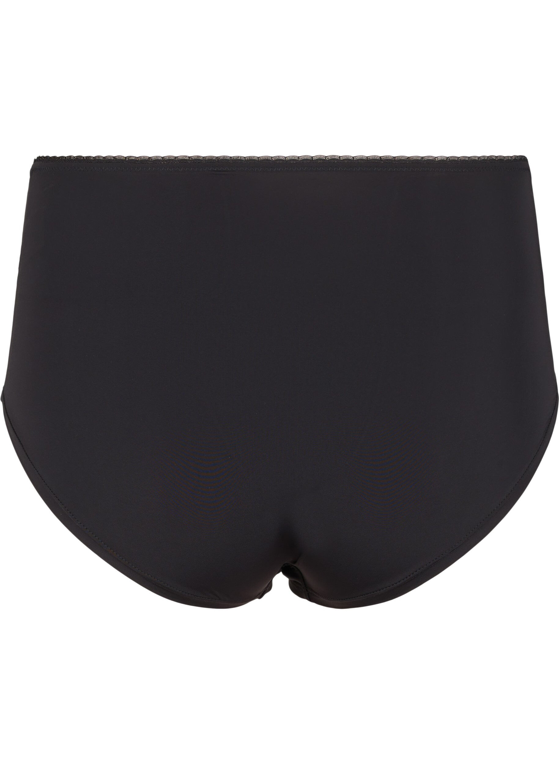 Zizzi Microfiber trusse med blondedetalje, Black, Packshot image number 1
