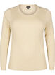 Tætsiddende strikbluse med glimmertråd, Beige, Packshot image number 0