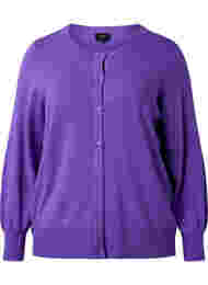 Ribbet cardigan med knaplukning, Purple Opulence