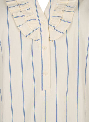 3/4 ærmet bluse i bomuld med print, Eggnog Stripe, Packshot image number 2