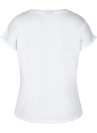T-shirt med tryk i økologisk bomuld, Bright White TEXT, Packshot image number 1