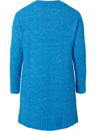 Lang strikcardigan med uld og lommer, French Blue, Packshot image number 1