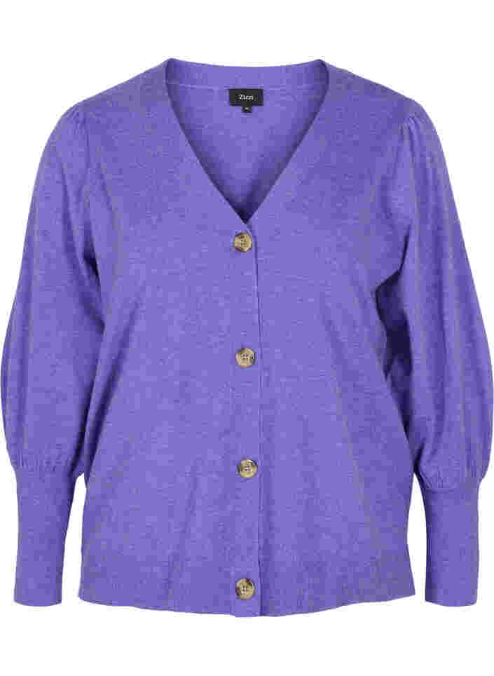 Strikket cardigan med knaplukning, Purple Opulence Mel., Packshot image number 0