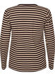 Stribet bluse med lange &aelig;rmer, Brun, Packshot image number 1