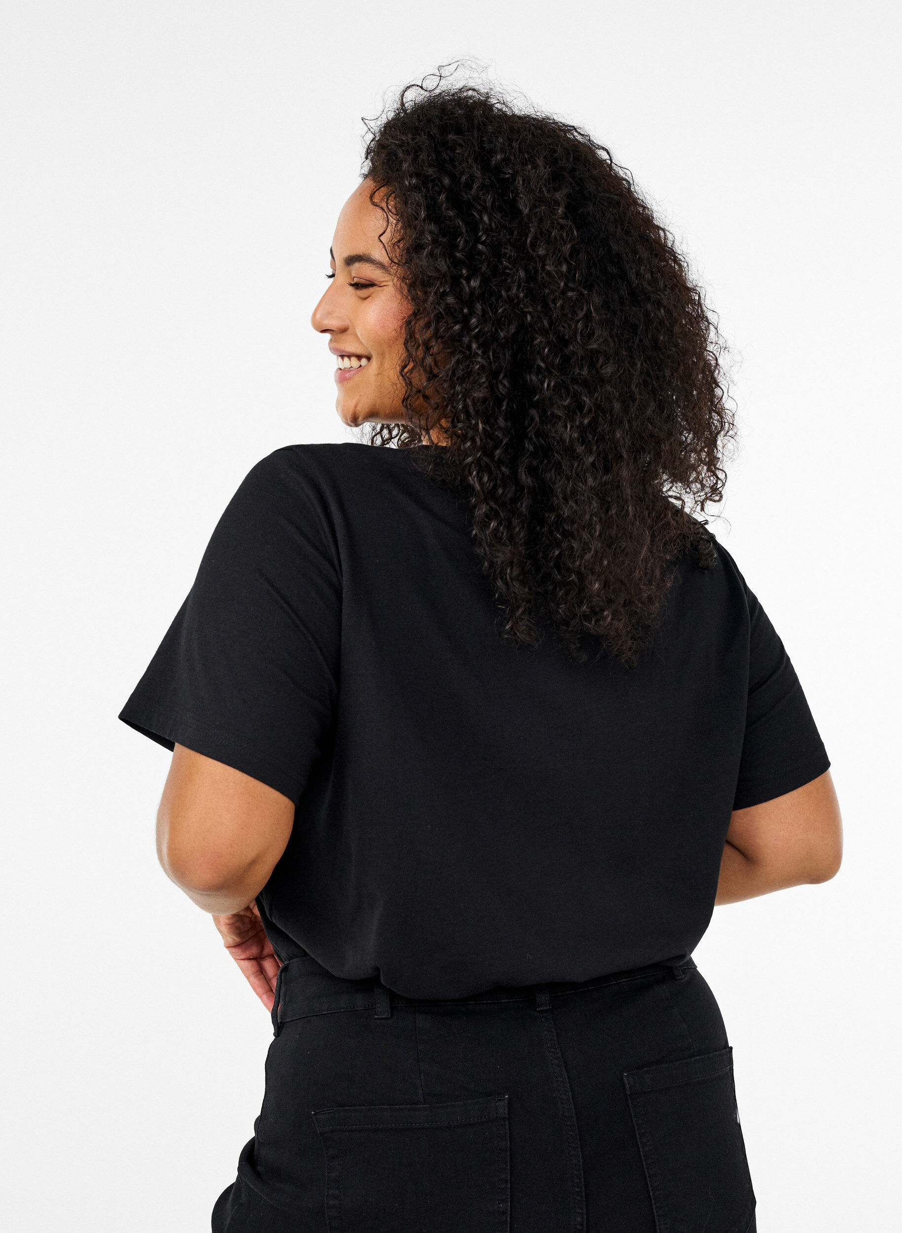 Zizzi FLASH - T-shirt med motiv, Sort, Model image number 2