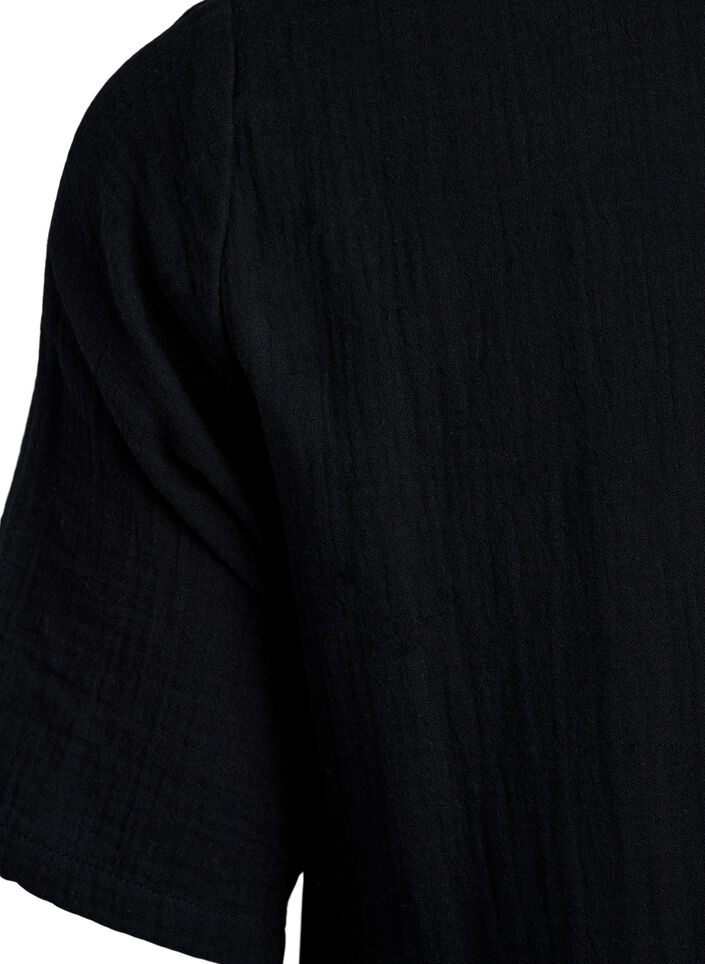Kort kjole i bomuldsmusselin med A-facon, Sort, Packshot image number 3